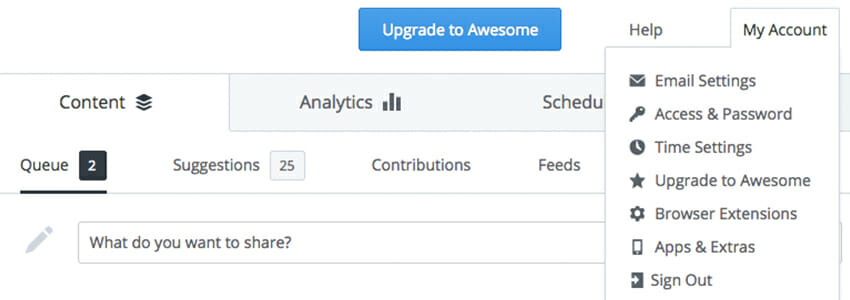 Buffer grouped all profile-related controls under one drop-down. This way they can't interfere with other features in the app.