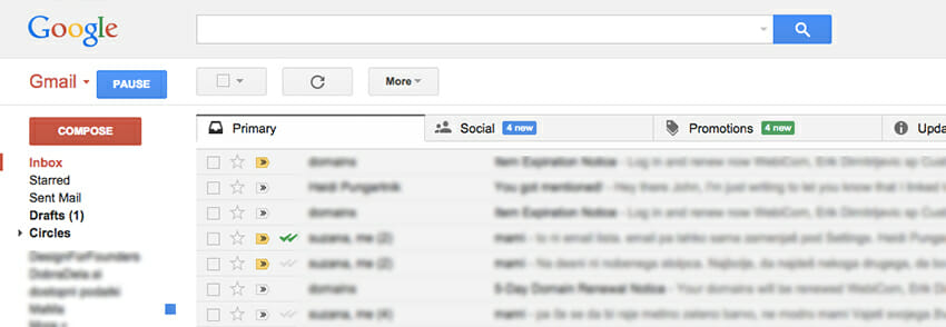Wherever you are, you always know where to look to find left-side links in Gmail.