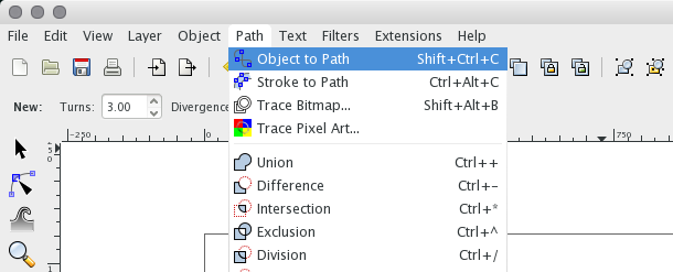 transform text into paths in inkscape