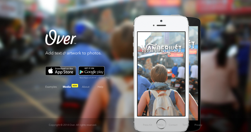 Over – Add beautiful text artwork to photos.