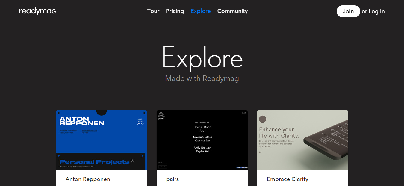 readymag, website builders