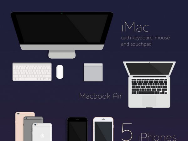 Elegant Vector Kit psd files With 60 Workspace Elements, computer