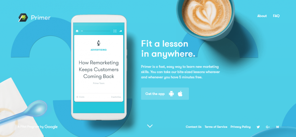 Primer, webpage, phone, coffee
