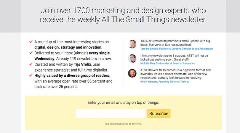 All the small things, ab testing ideas