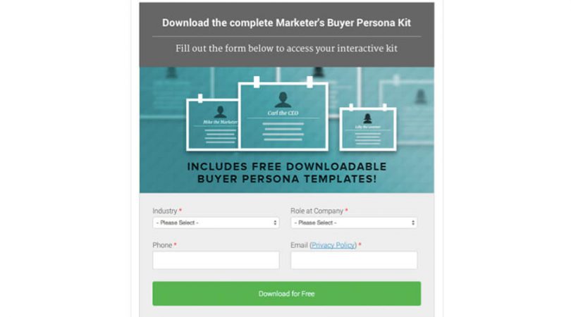 Marketer's buyer persona kit, ab testing ideas
