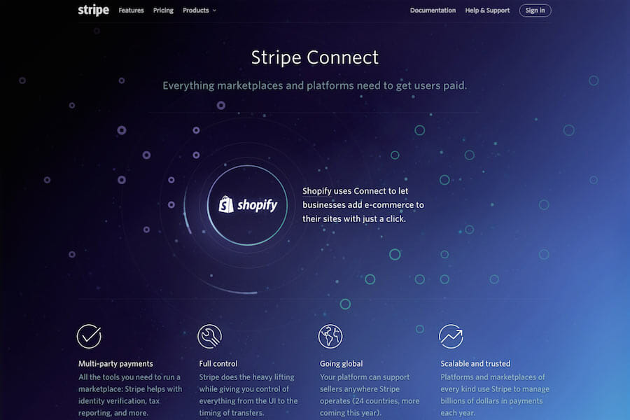 Stripe Connect, website design inspiration