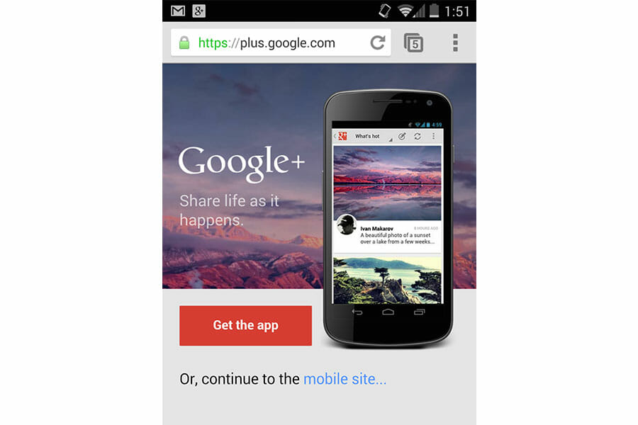 Google+ testuje baner promocyjny na telefon komórkowy, przykłady testów ab