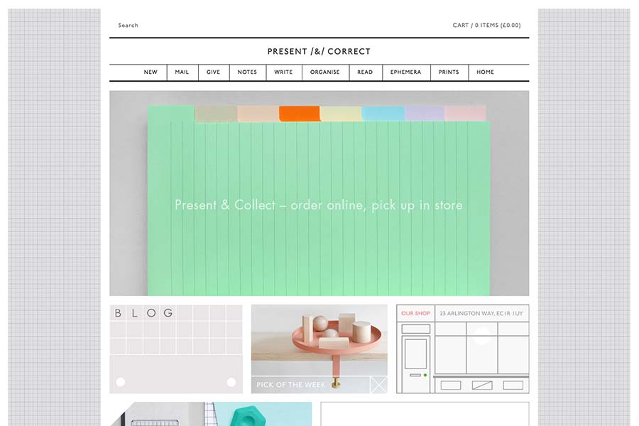 Present & Correct, ecommerce site design inspiration