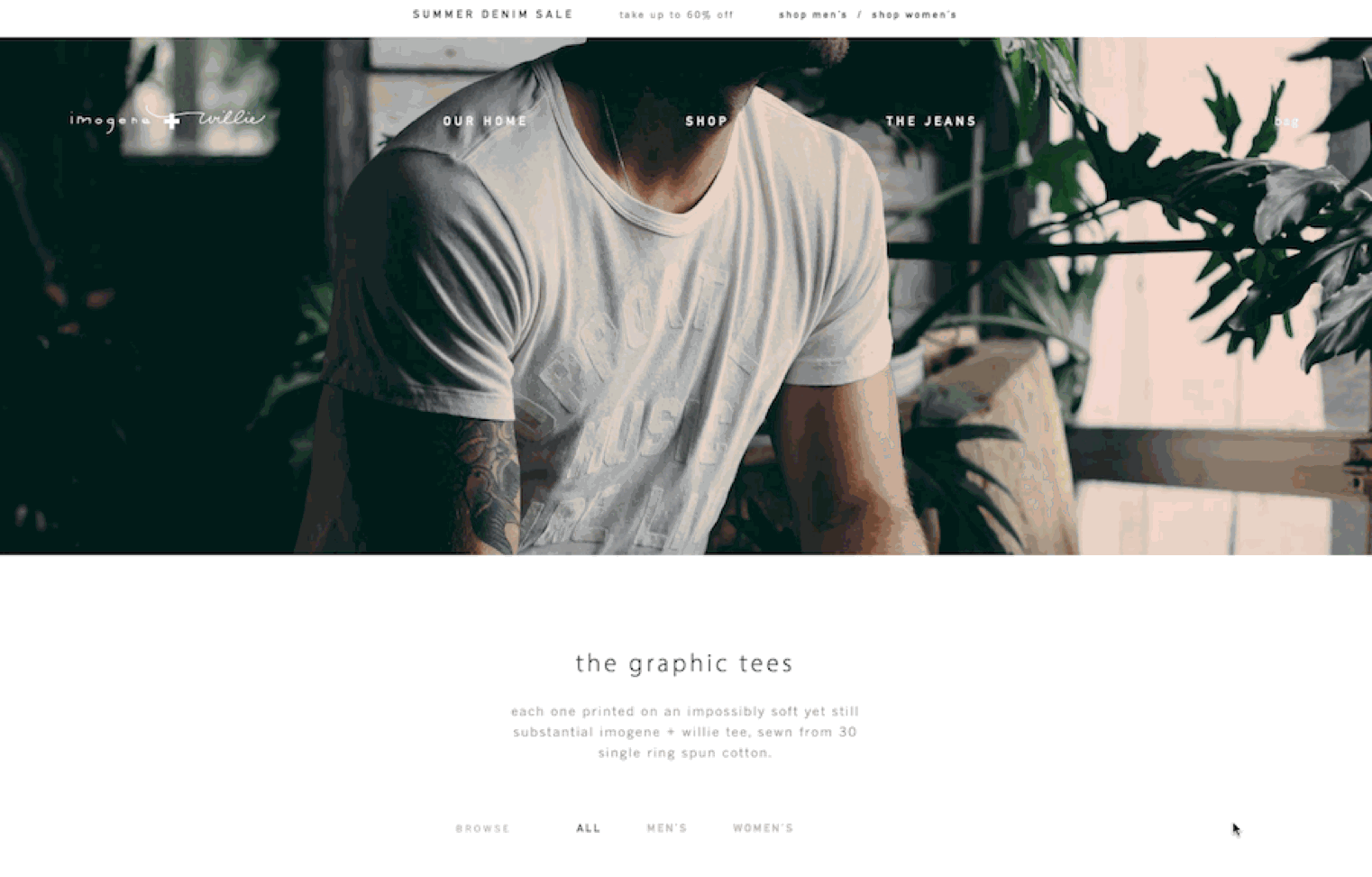 Imogene + Willie, ecommerce site design inspiration