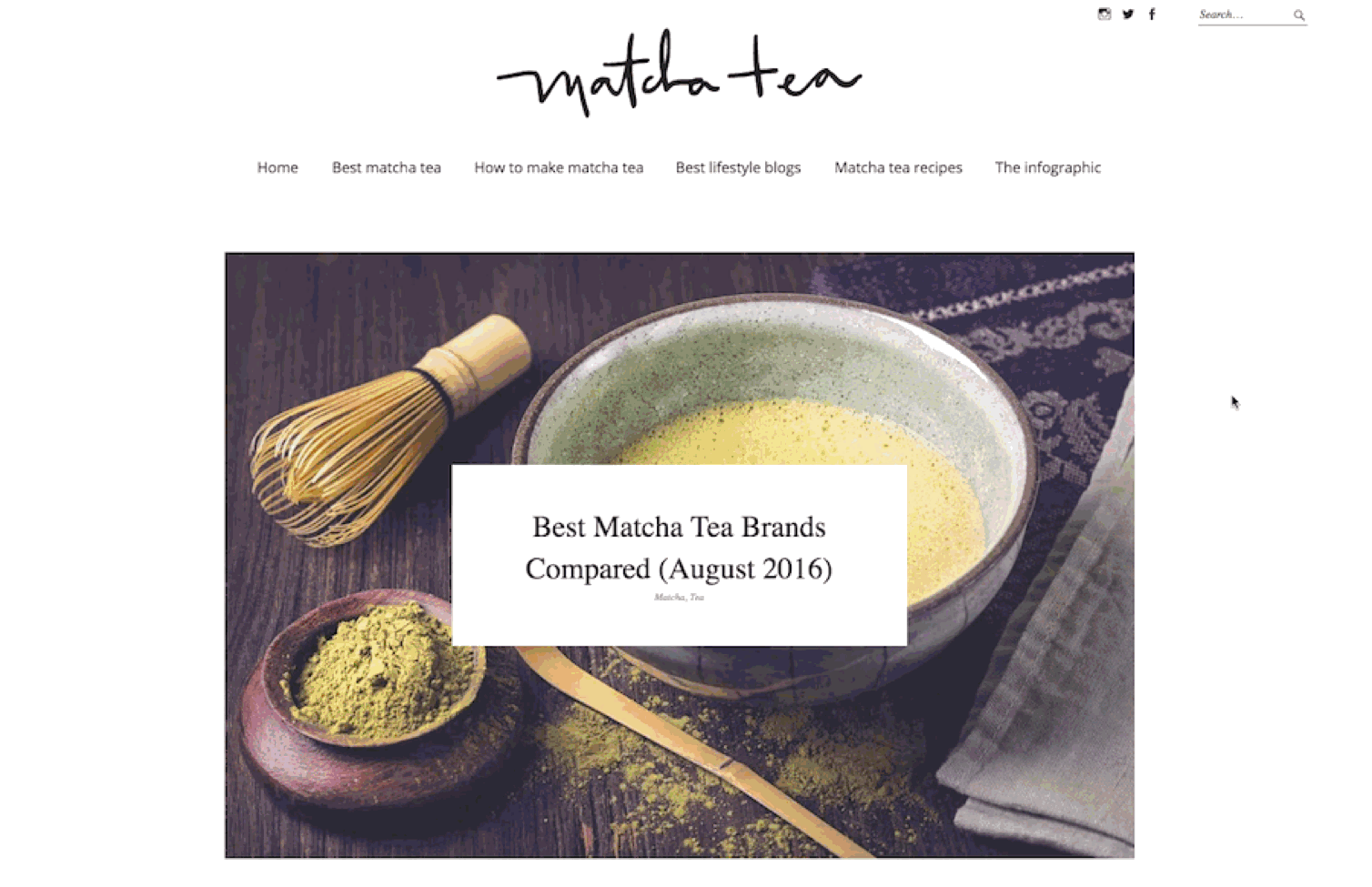 Matcha Tea, ecommerce site design inspiration
